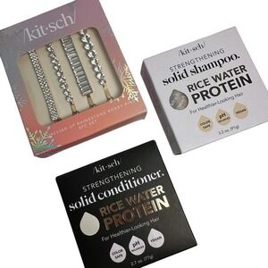 Kitsch Strengthening Rice Water Solid Shampoo & Conditioner Rhinestone Bobby Pin
